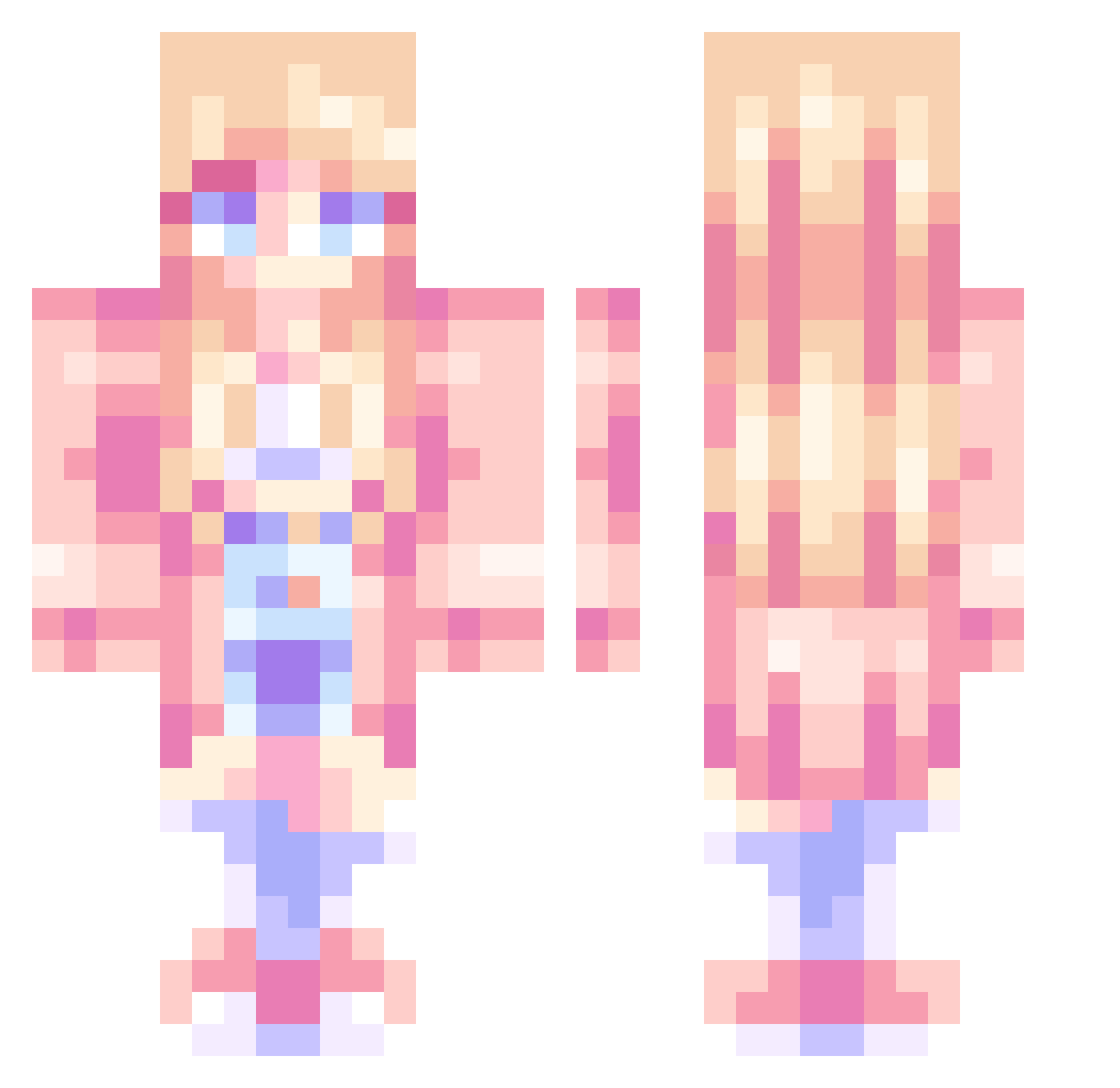 Trevette Minecraft skin, front and back view