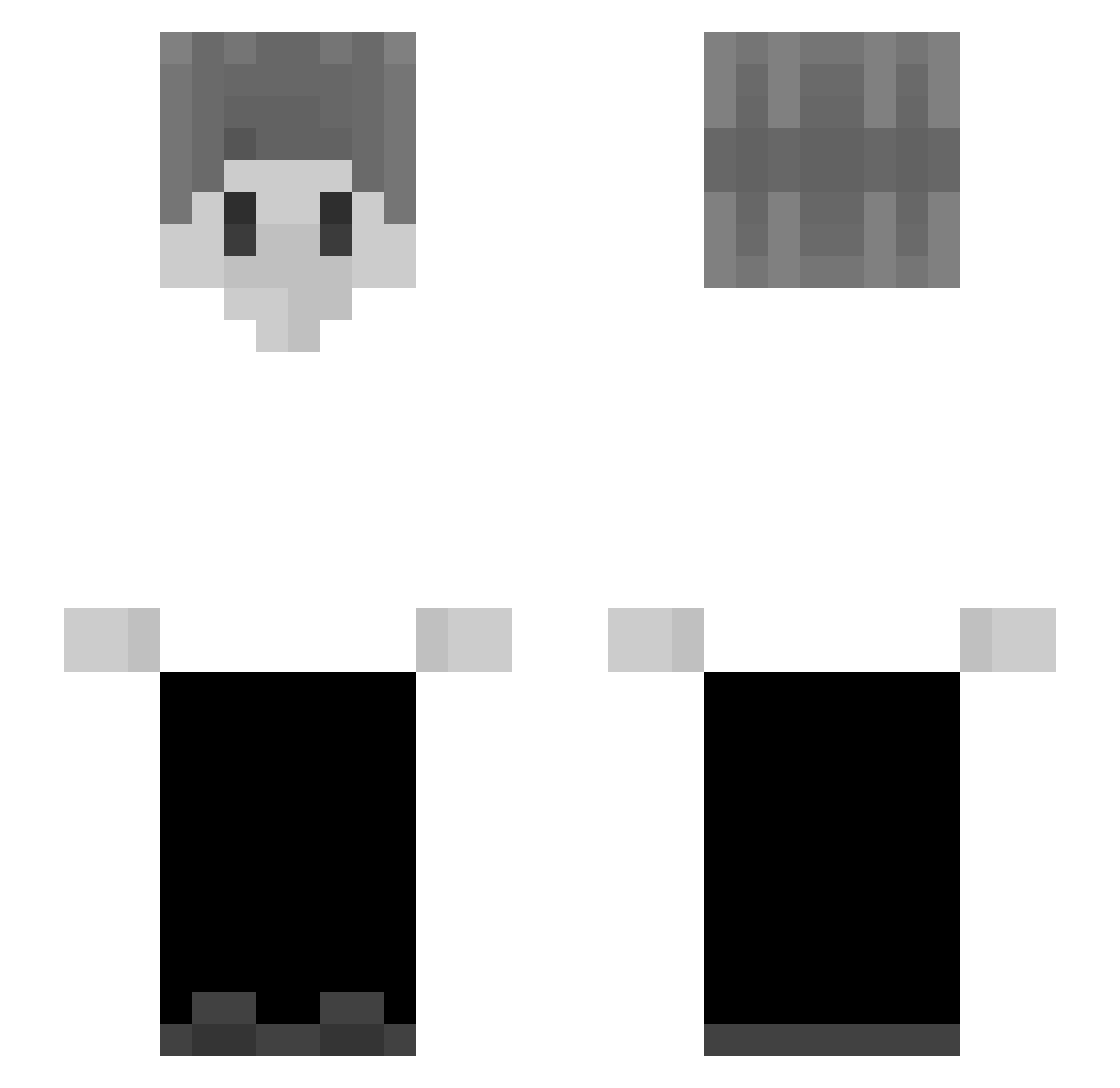 Relowed Minecraft skin, front and back view