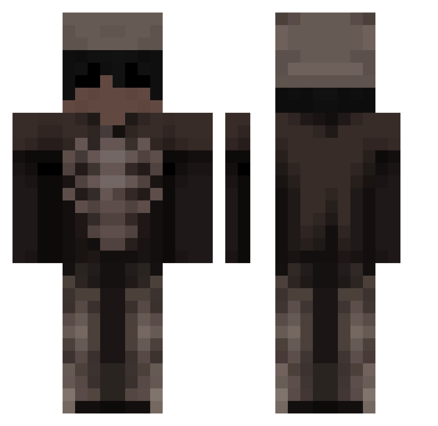 Xombiee Minecraft skin, front and back view