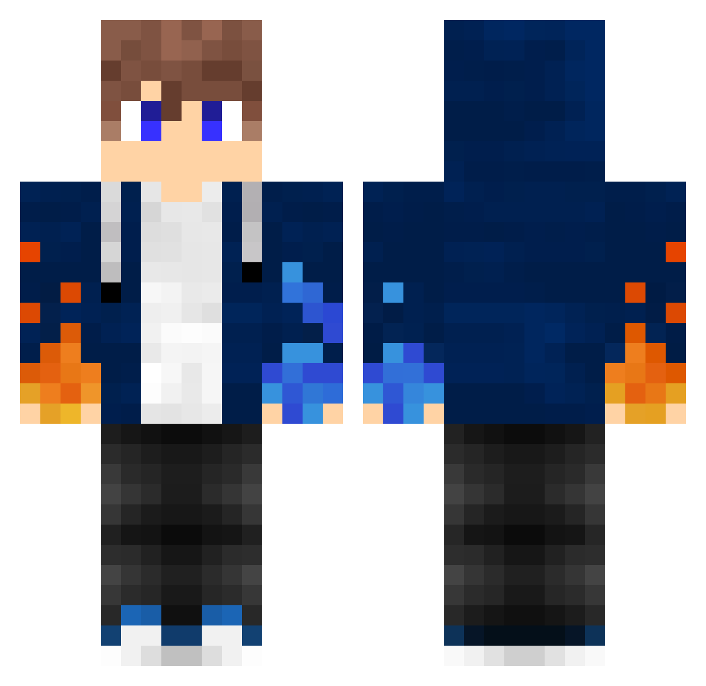 xnilz Minecraft skin, front and back view