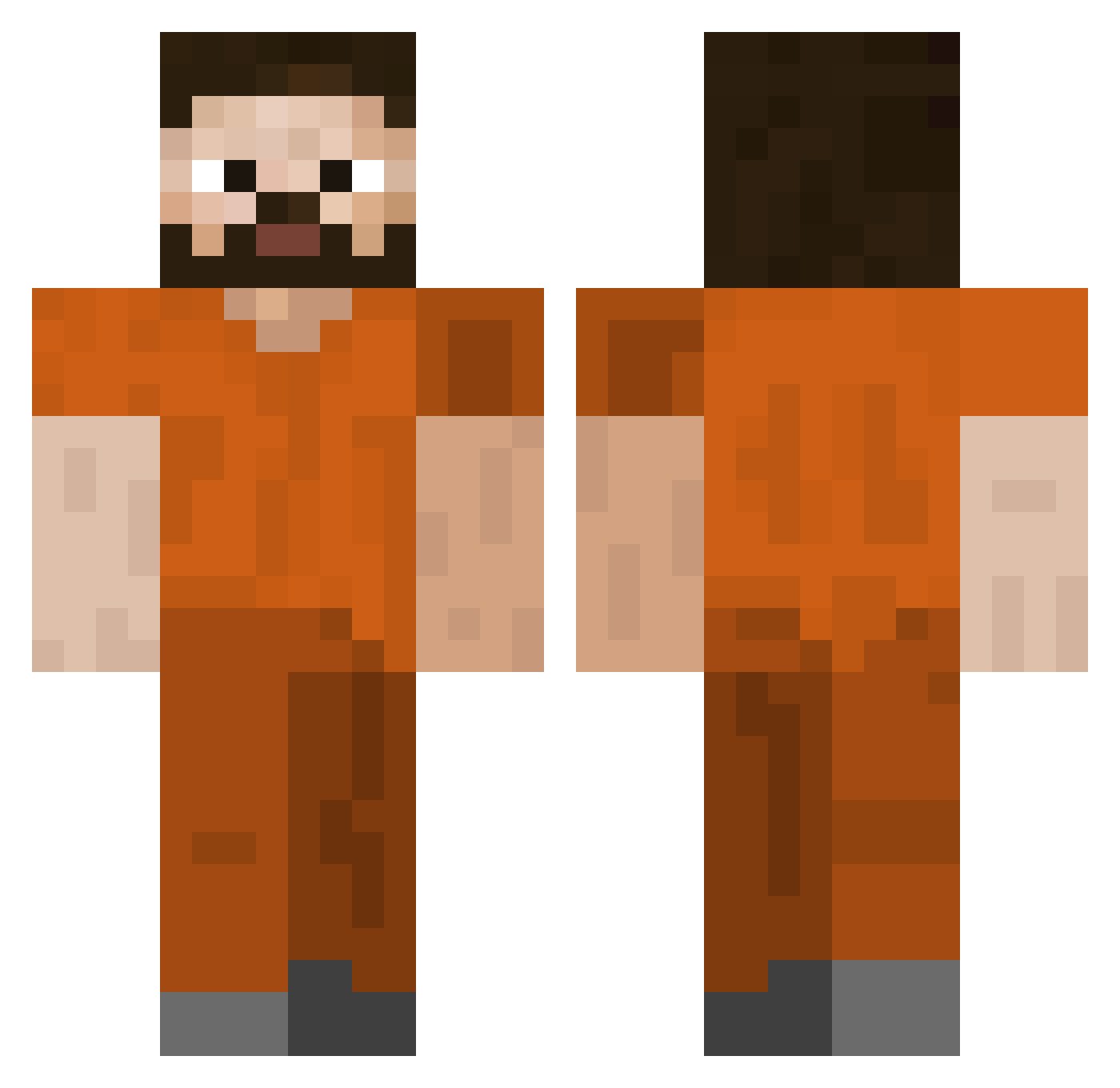 stickmanek Minecraft skin, front and back view