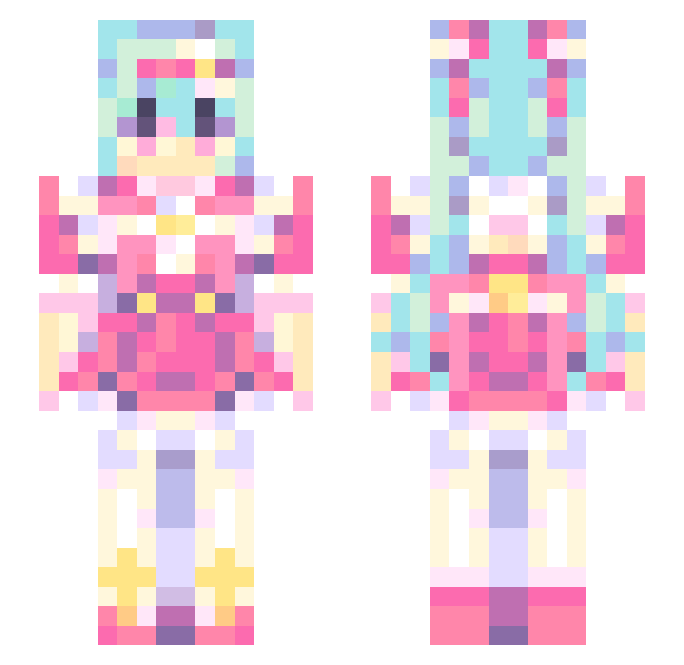 gxmo Minecraft skin, front and back view
