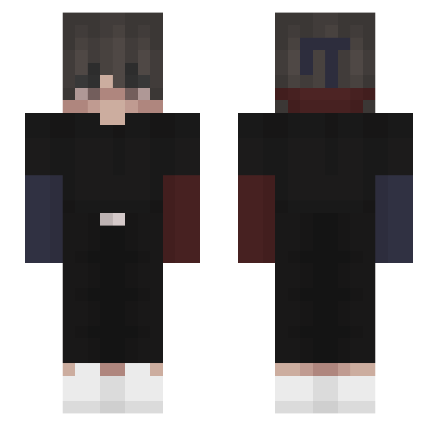 Soloream Minecraft skin, front and back view