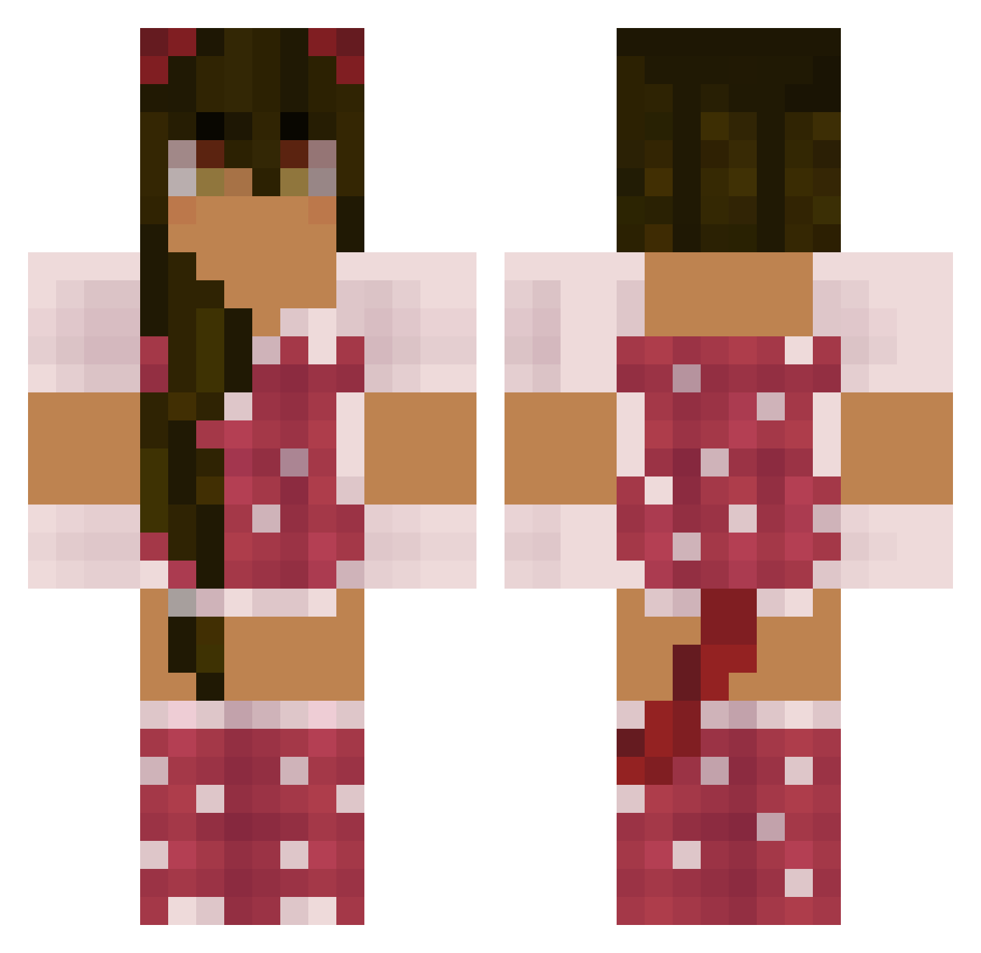 TotallyNotZippy Minecraft skin, front and back view