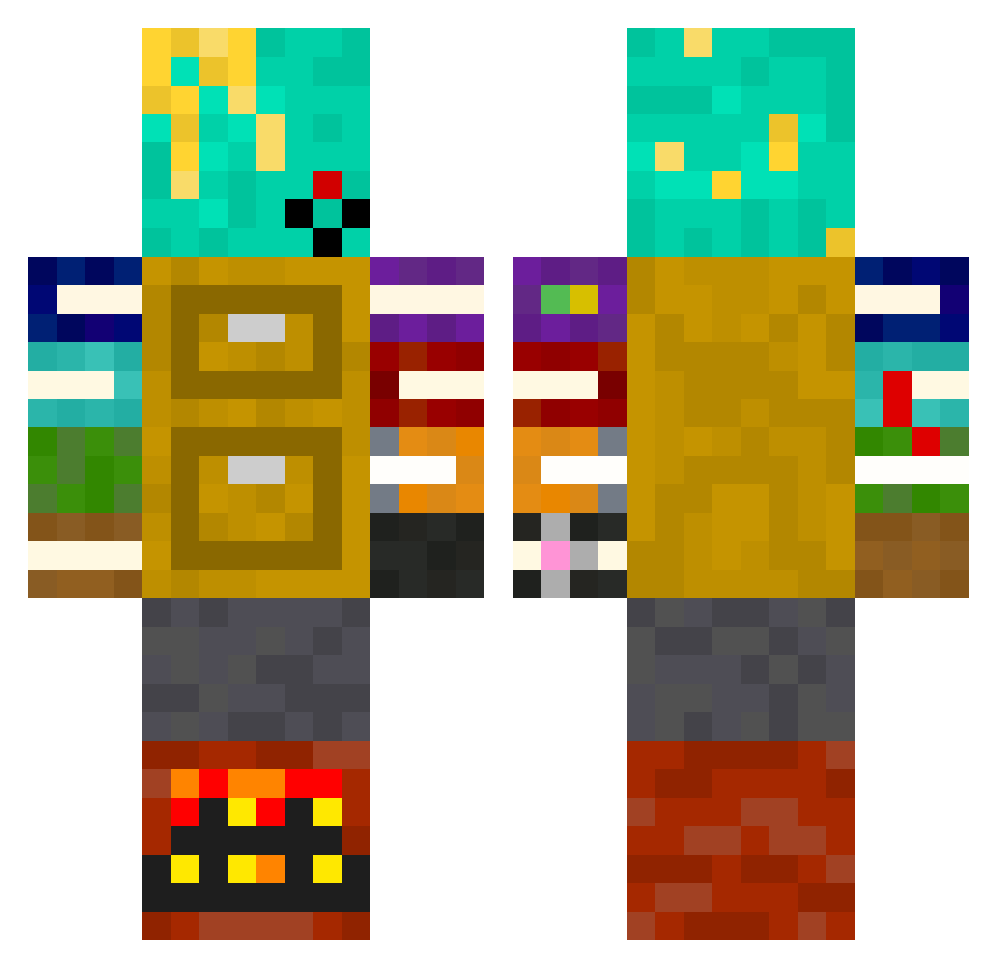 Urushiol Minecraft skin, front and back view