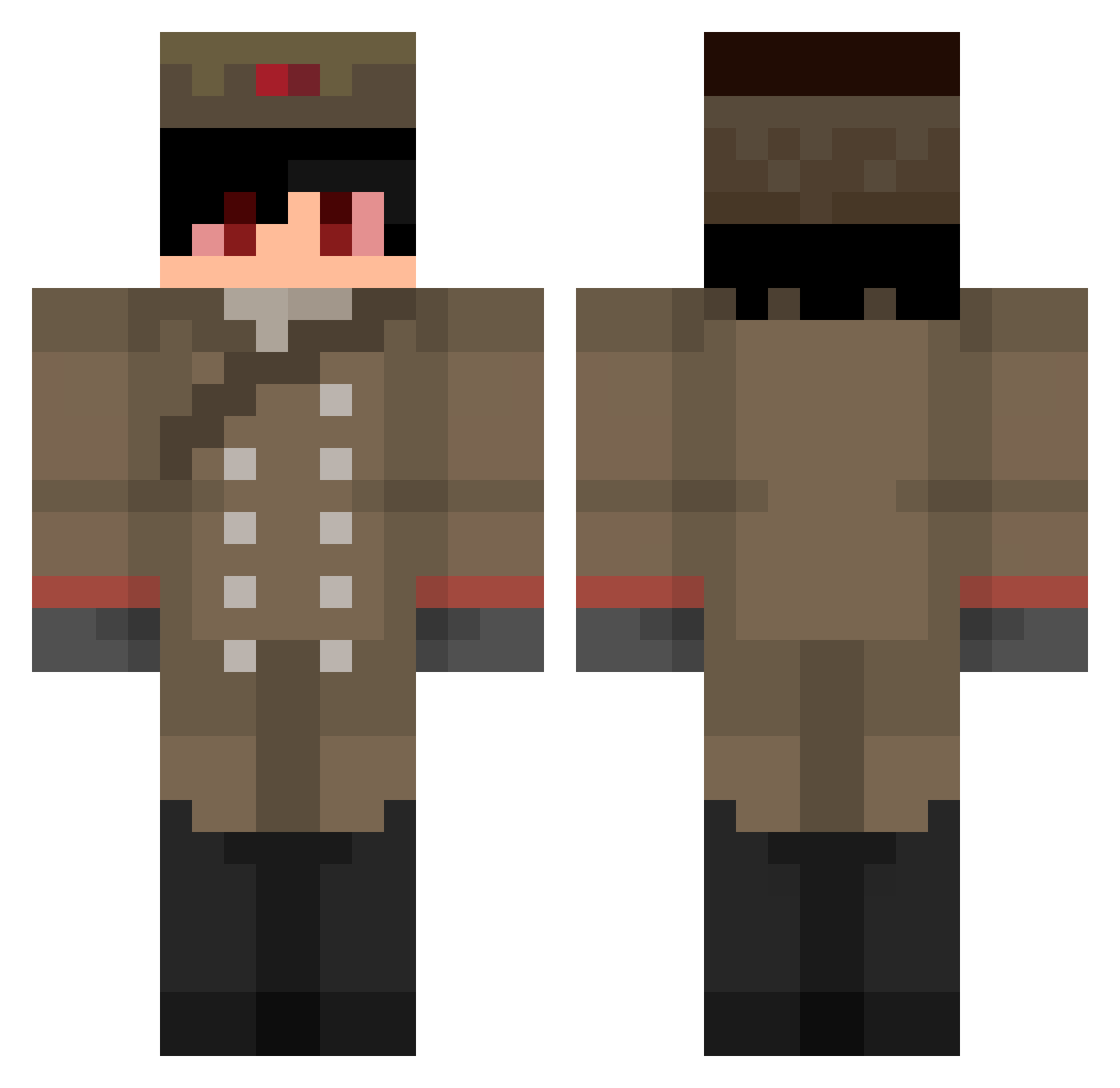 Kiomi7733 Minecraft skin, front and back view