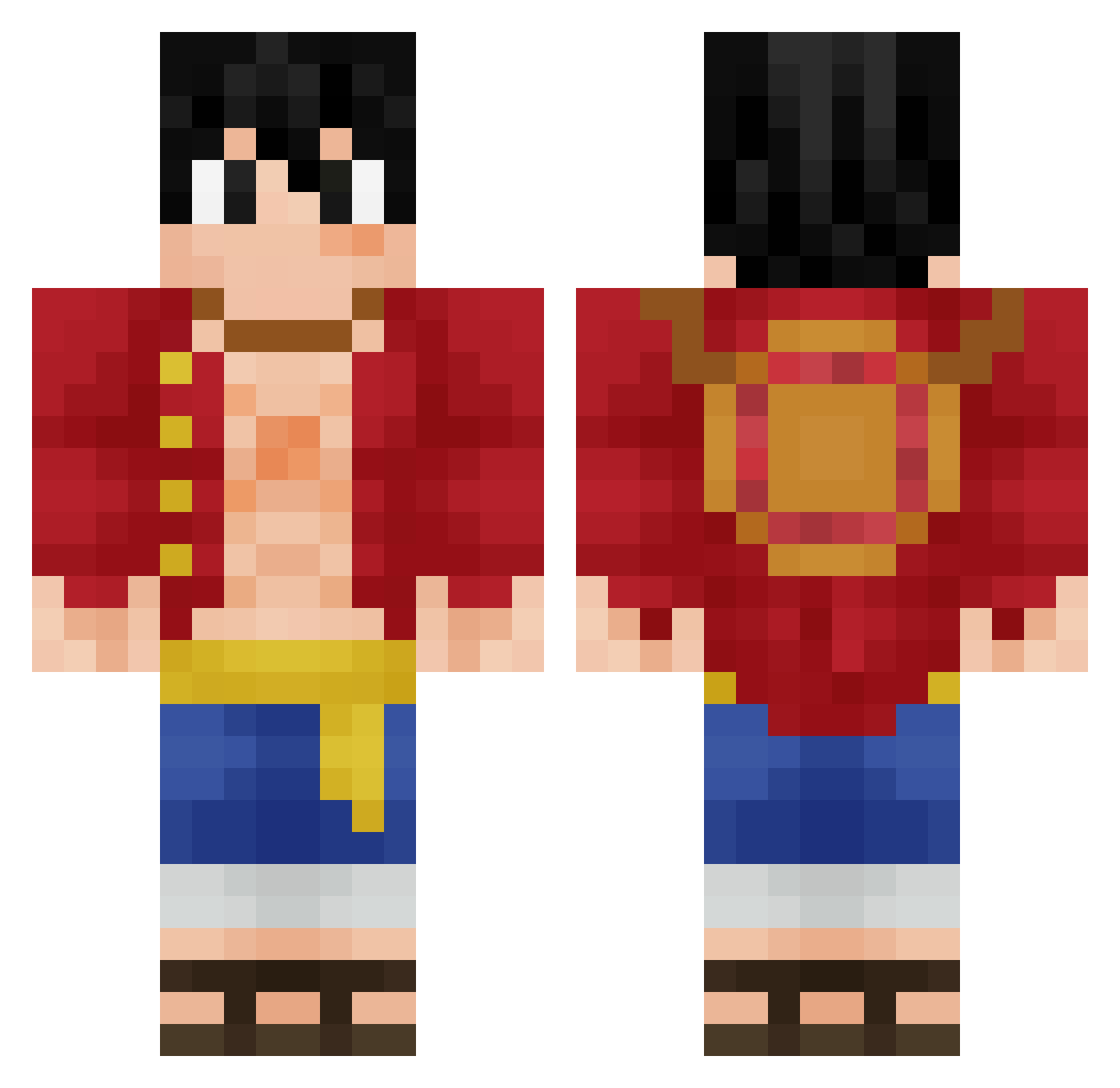 Fistburg Minecraft skin, front and back view