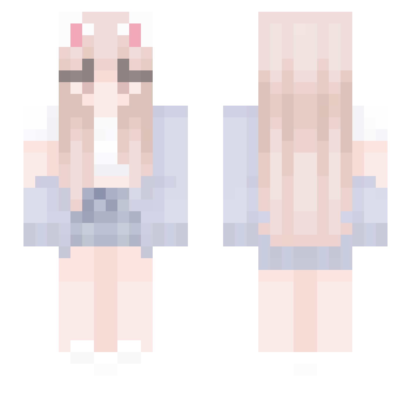 Solicitud_ Minecraft skin, front and back view