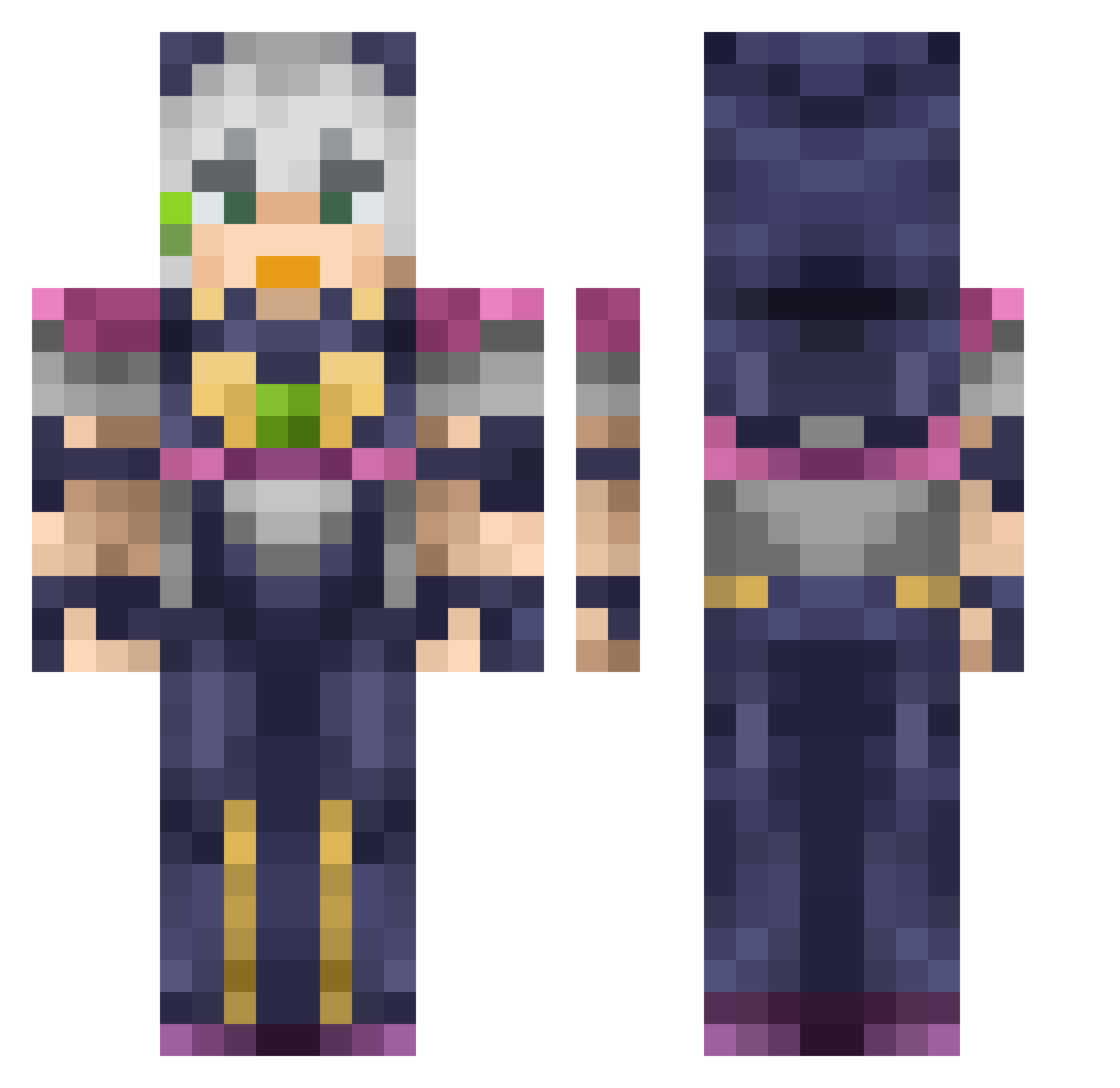 tescity Minecraft skin, front and back view