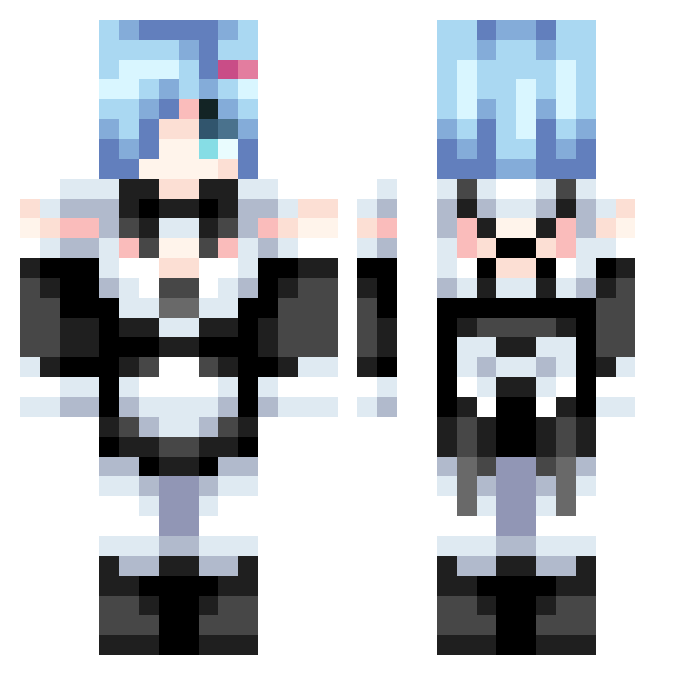 jyymis Minecraft skin, front and back view