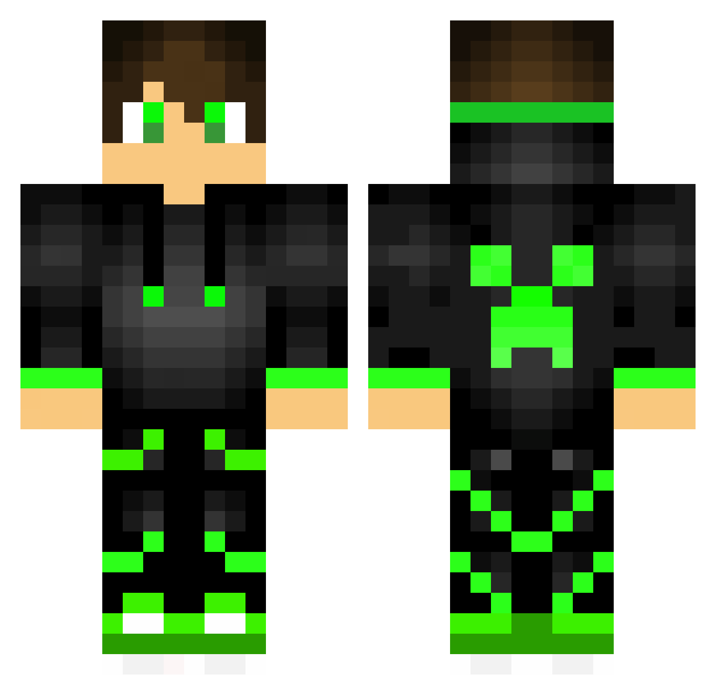 DarthMater Minecraft skin, front and back view