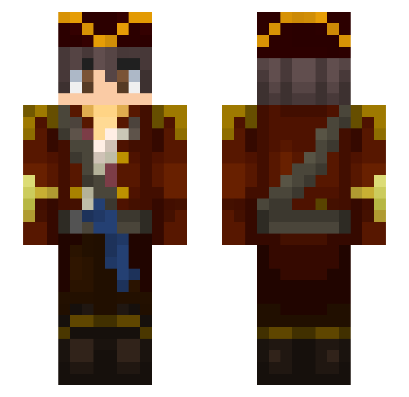 SlingshotJ Minecraft skin, front and back view