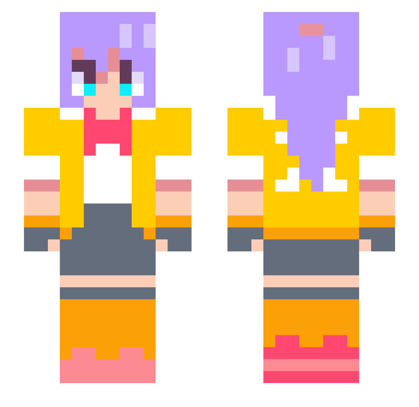 EthereaLucy Minecraft skin, front and back view