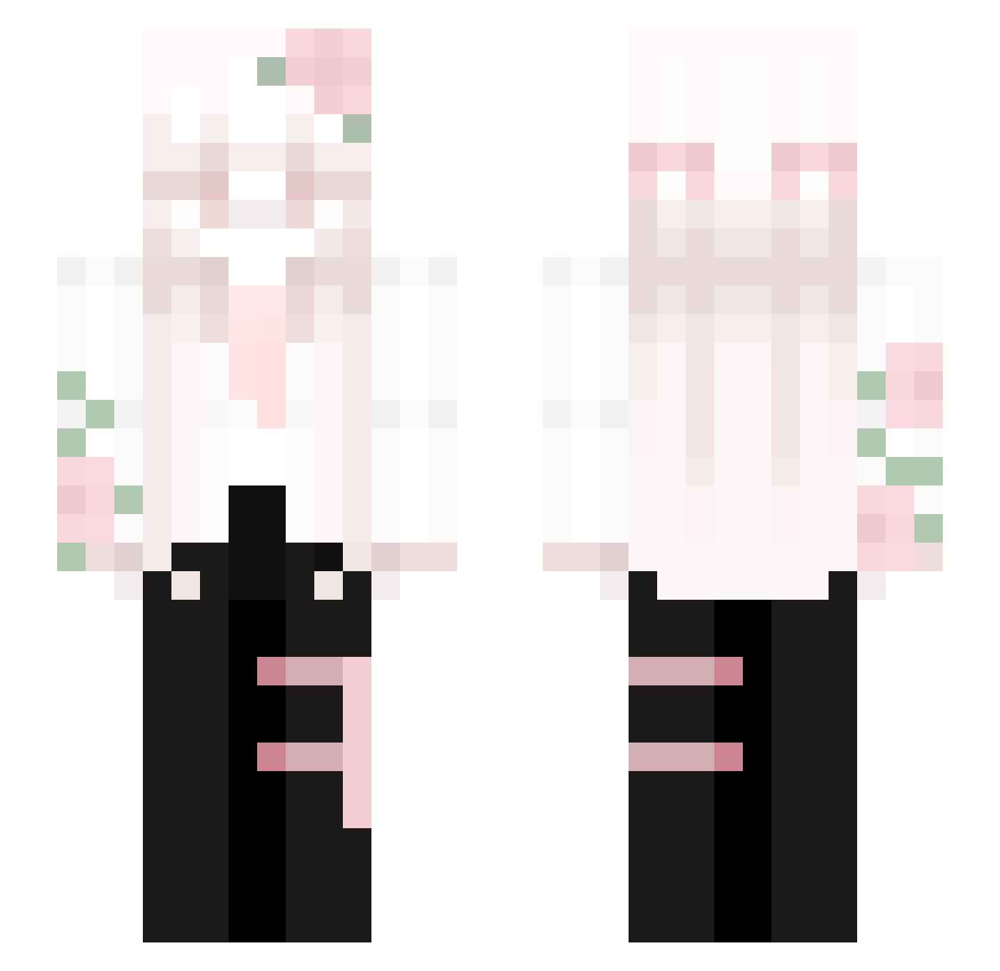 Mispleased Minecraft skin, front and back view