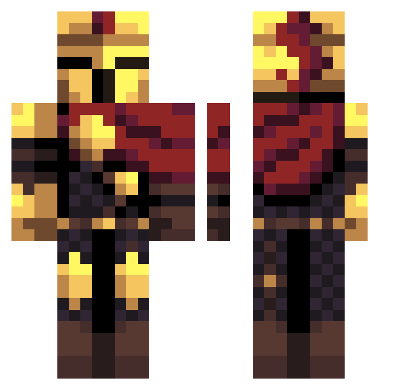 mis3ry2 Minecraft skin, front and back view