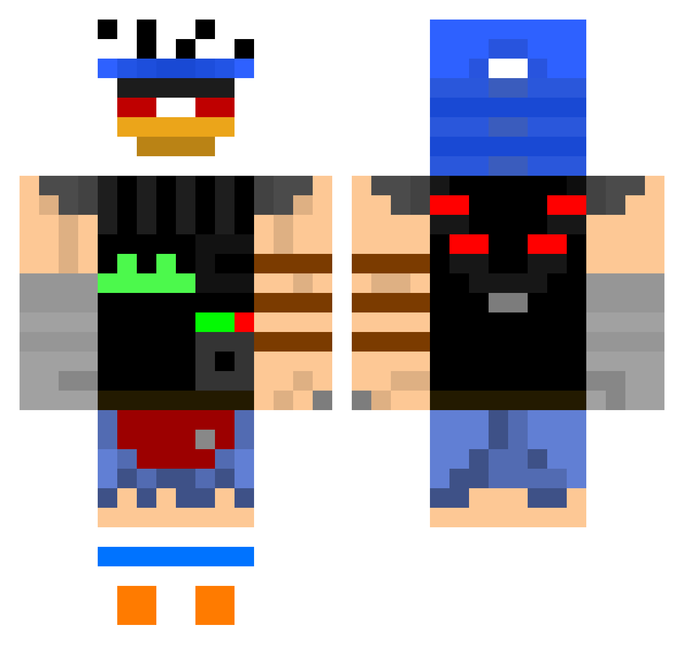Porzell Minecraft skin, front and back view