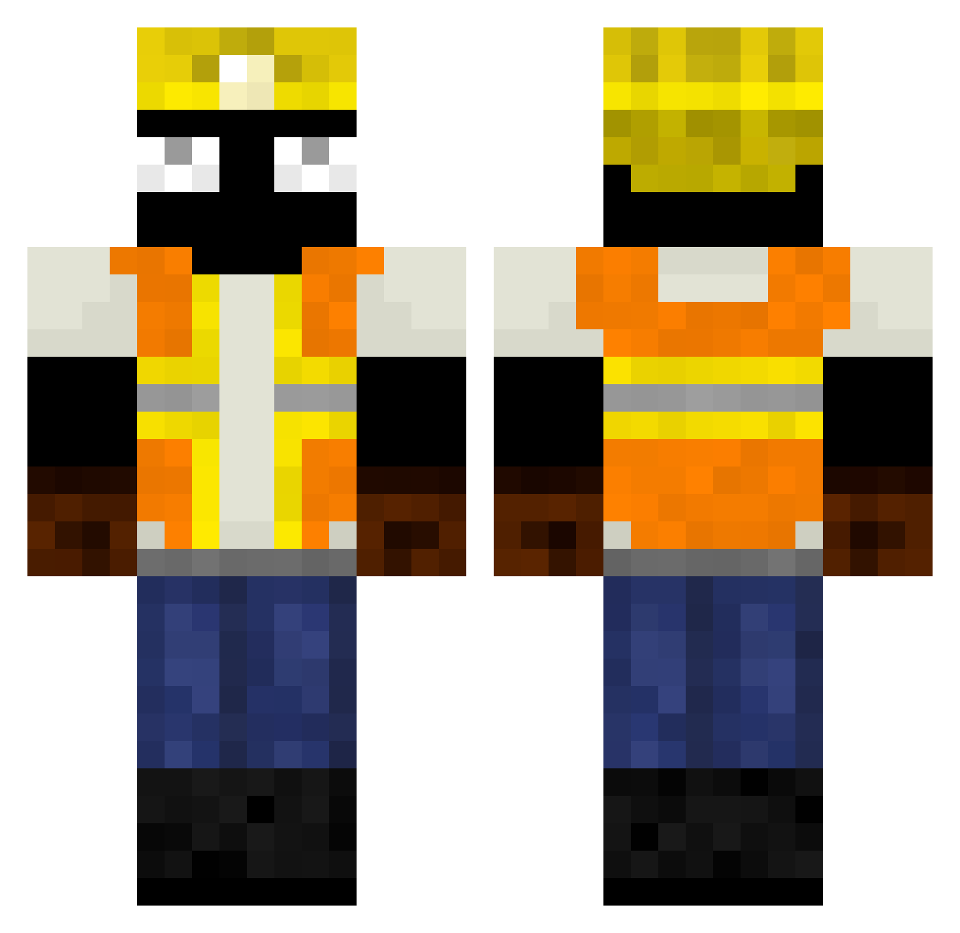 TaskDodger Minecraft skin, front and back view