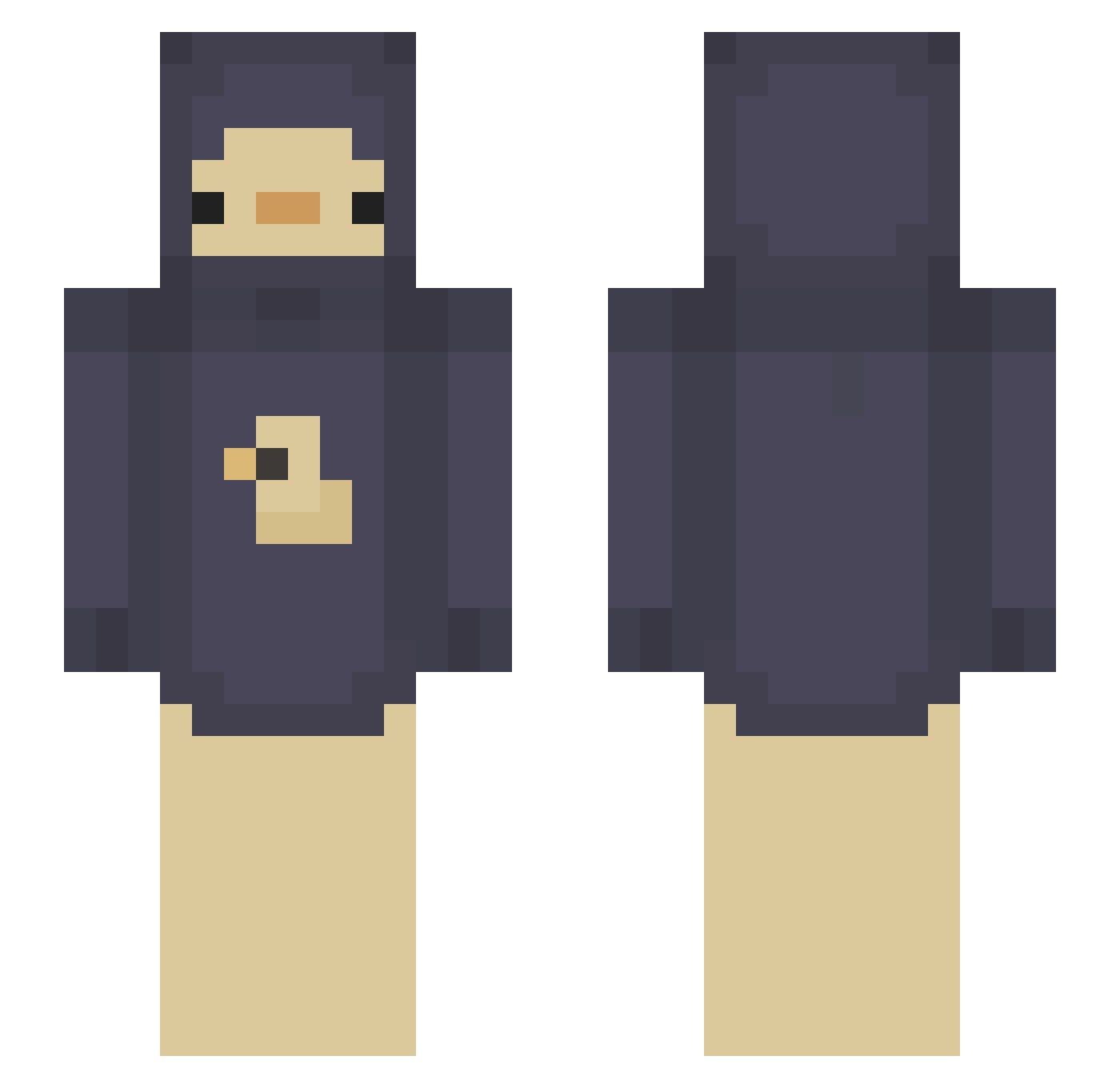 RealEthaNinJa Minecraft skin, front and back view