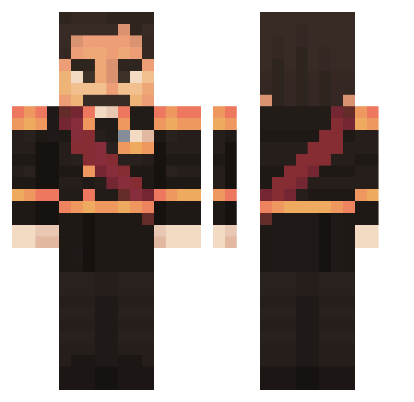 Feuchte_Kimme Minecraft skin, front and back view