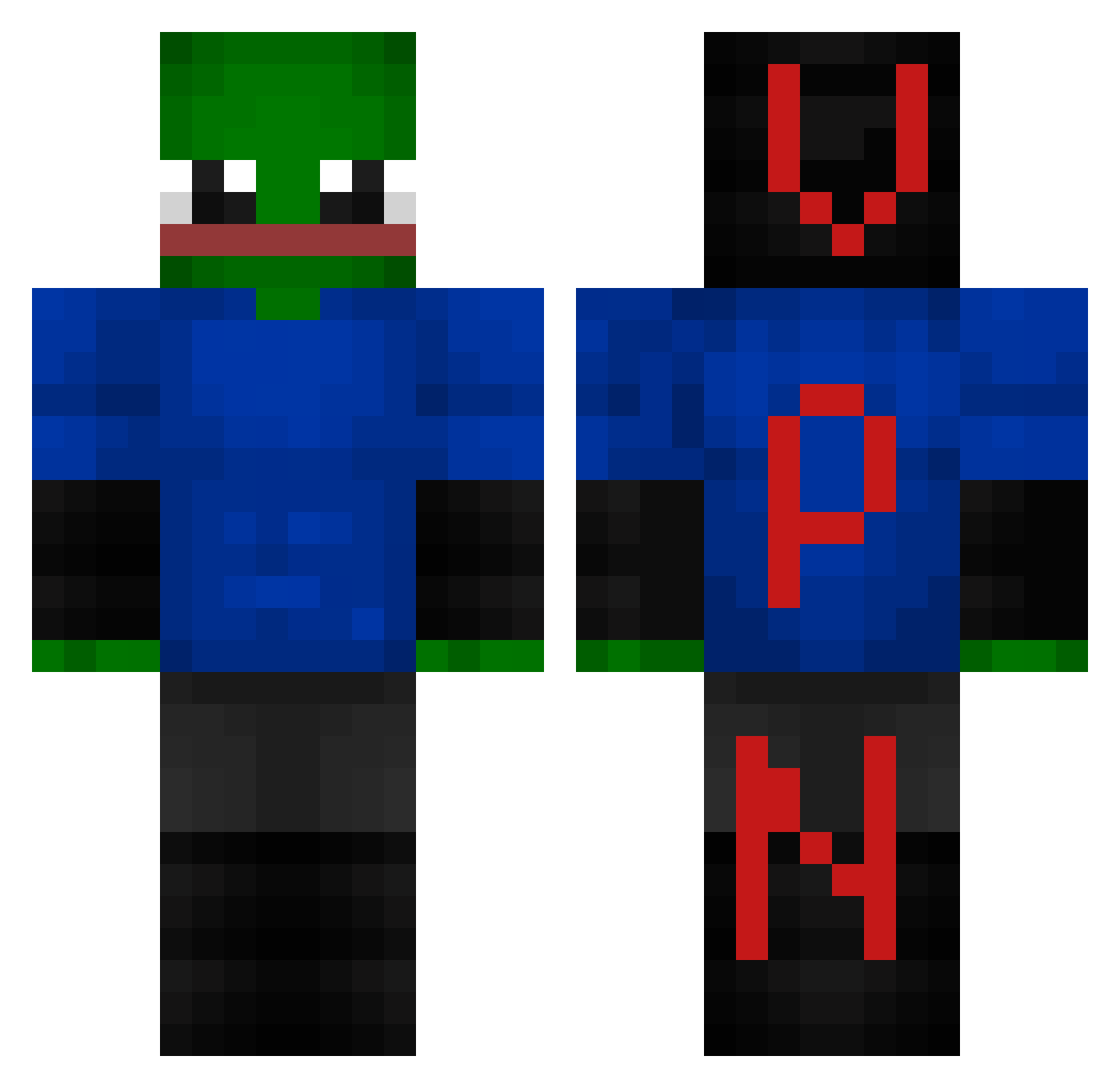 unrest Minecraft skin, front and back view