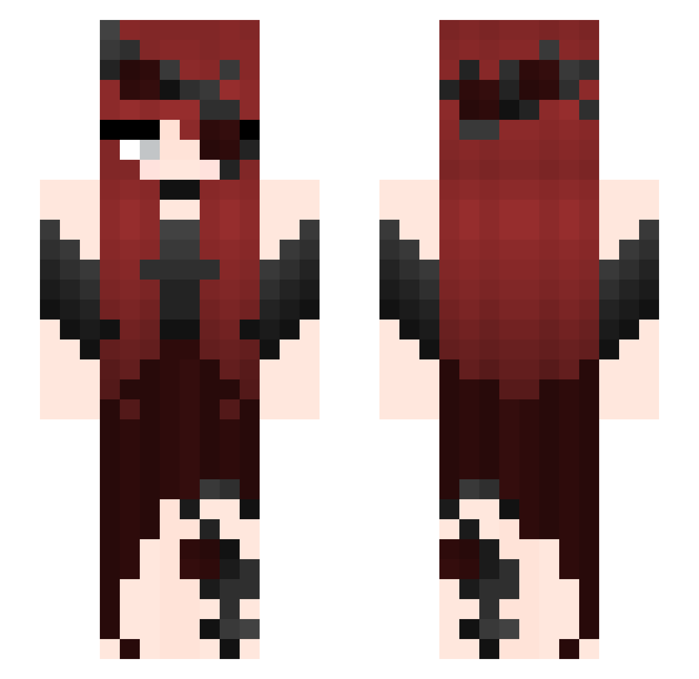 Unadapted Minecraft skin, front and back view