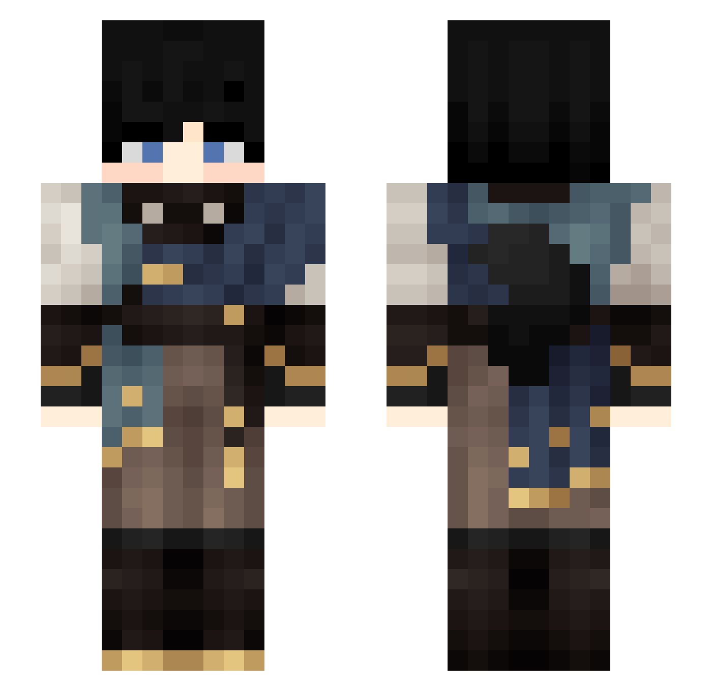 RakuL1ve Minecraft skin, front and back view