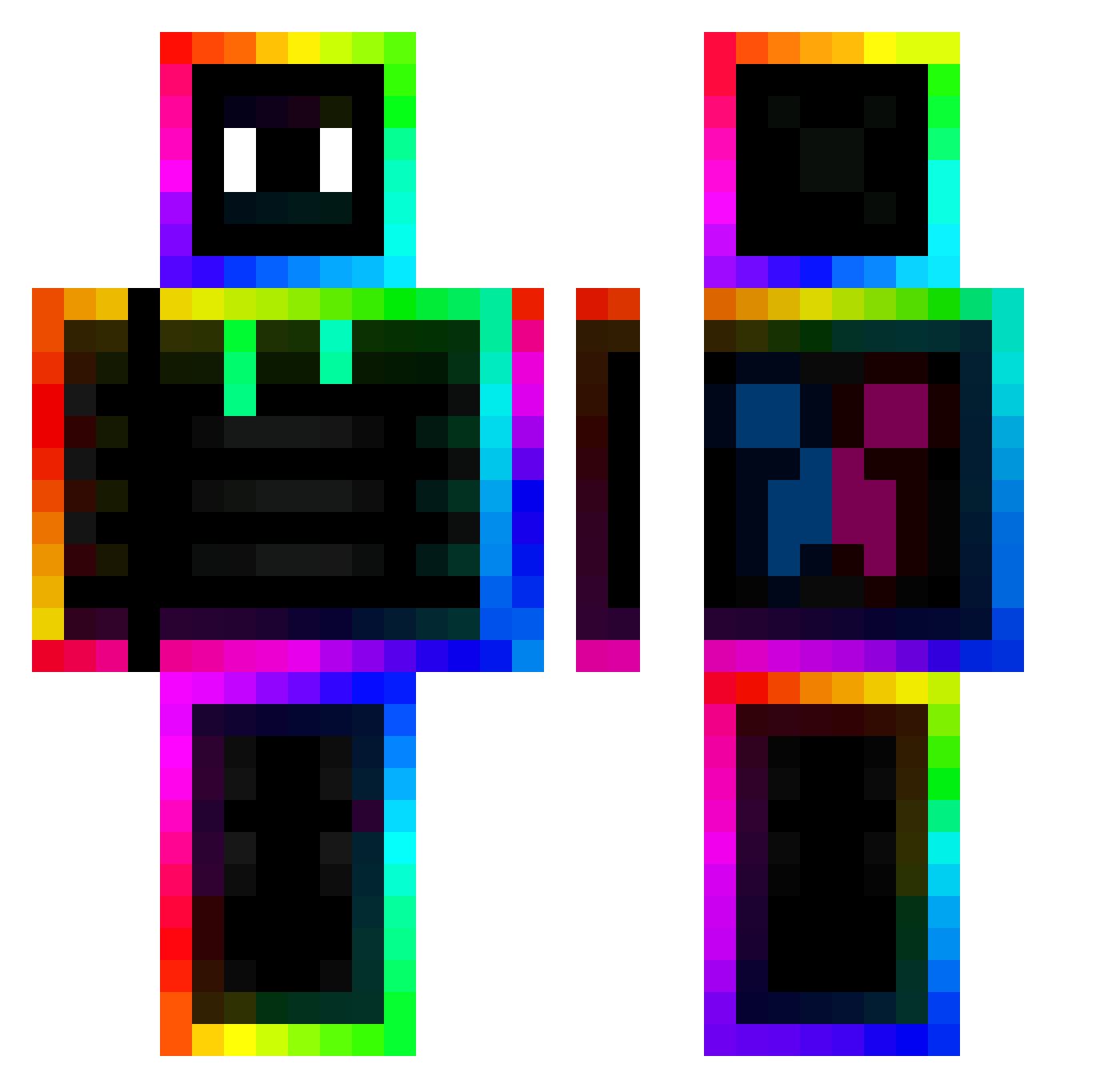 tek538 Minecraft skin, front and back view