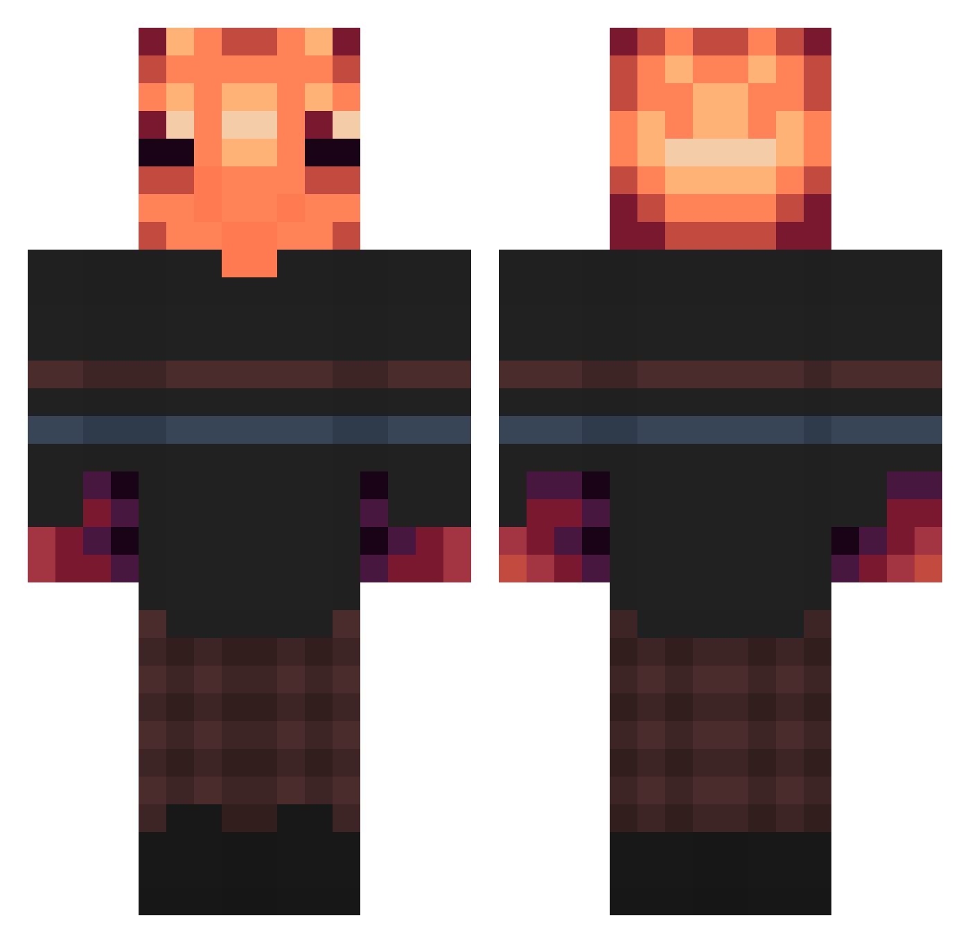 SoosGandhi Minecraft skin, front and back view