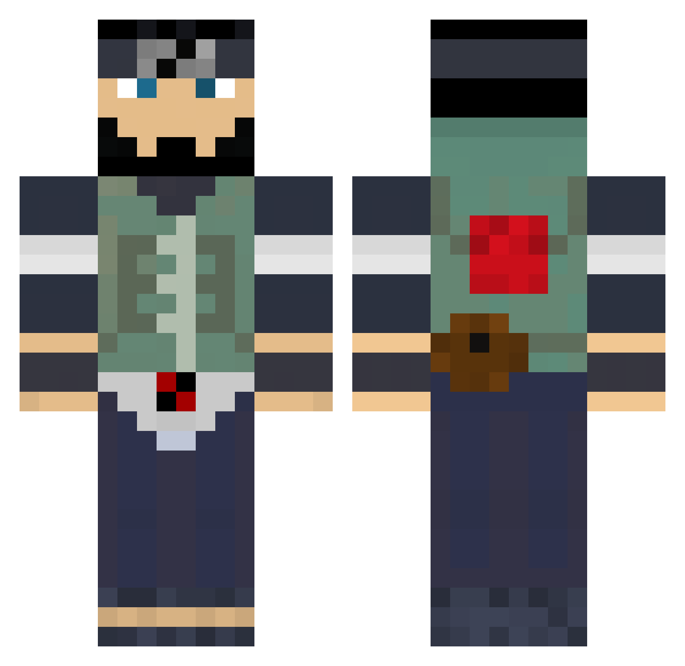 Tyronter Minecraft skin, front and back view