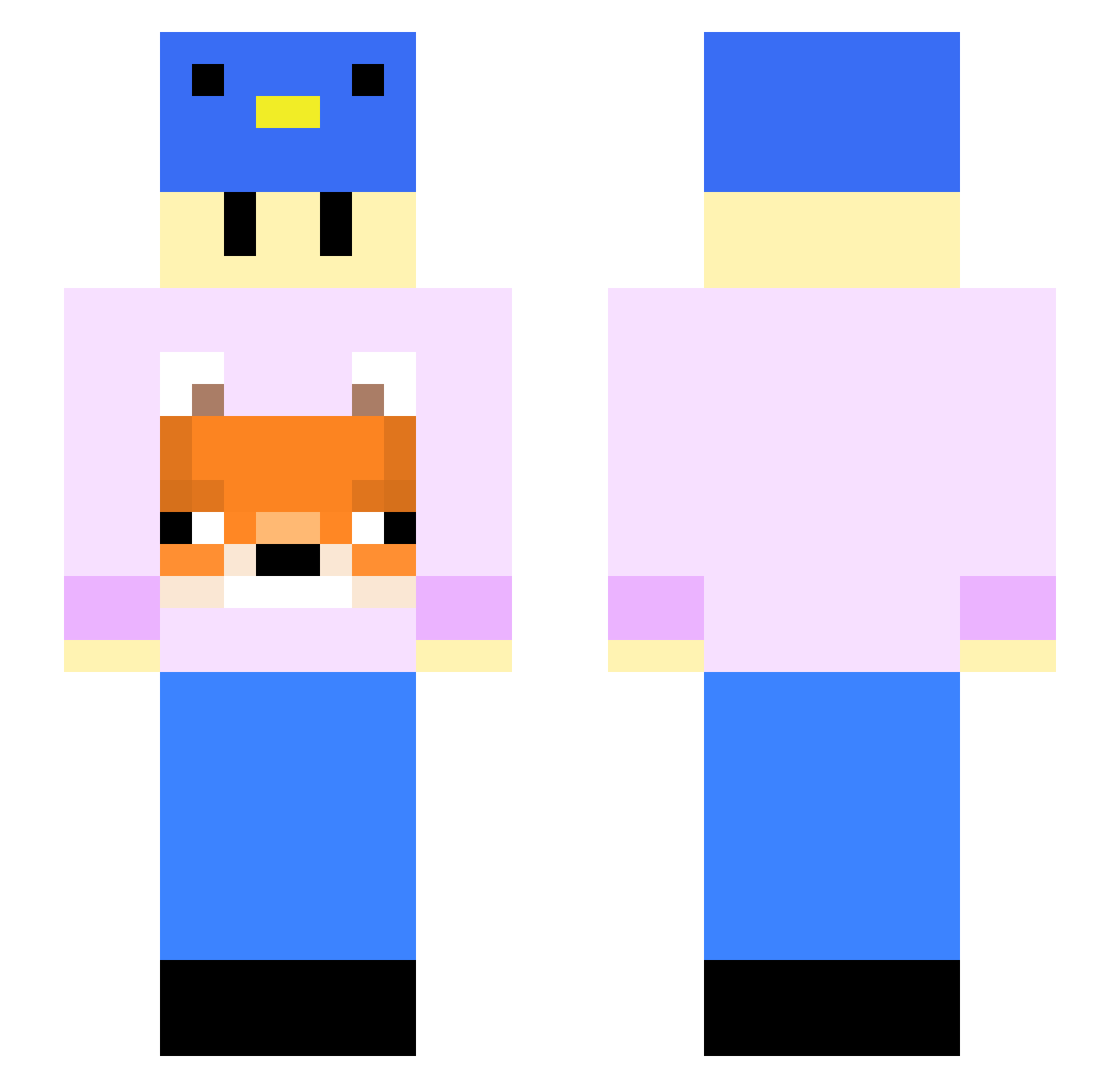 JustNormalFanFan Minecraft skin, front and back view