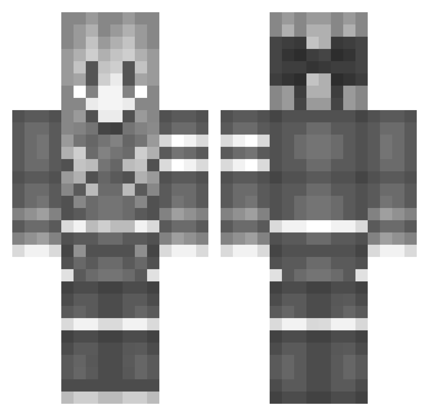 Senhas Minecraft skin, front and back view