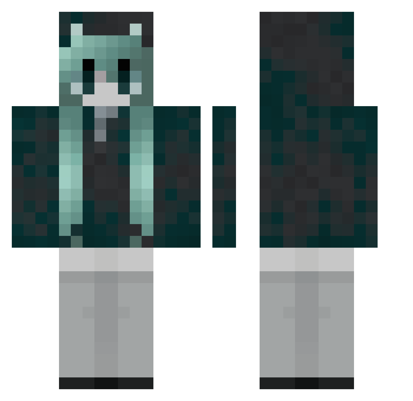 zundokomaru Minecraft skin, front and back view