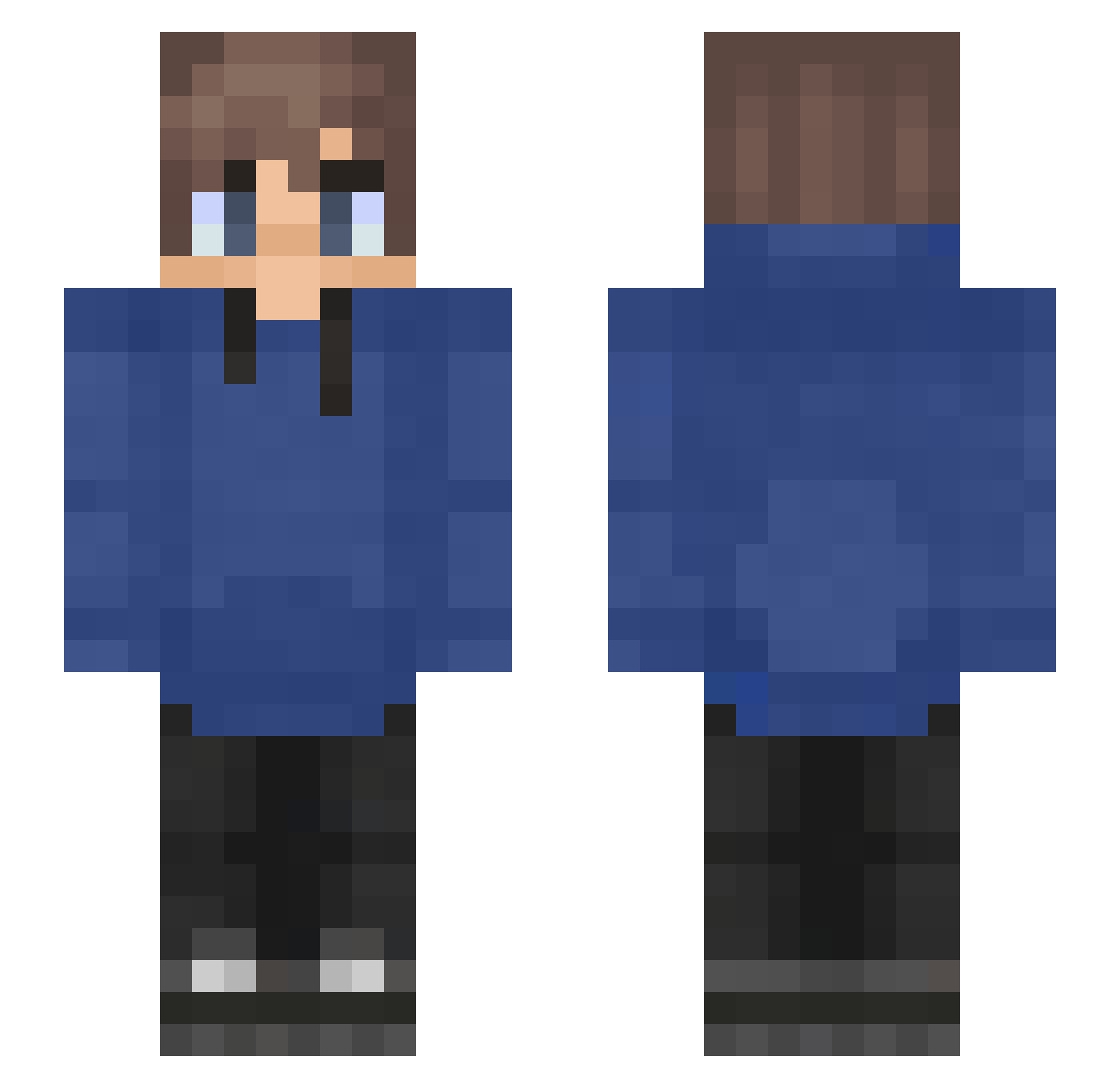 Unipolarity Minecraft skin, front and back view