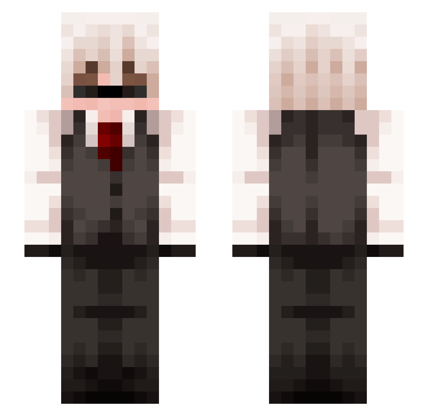 Xkyad Minecraft skin, front and back view