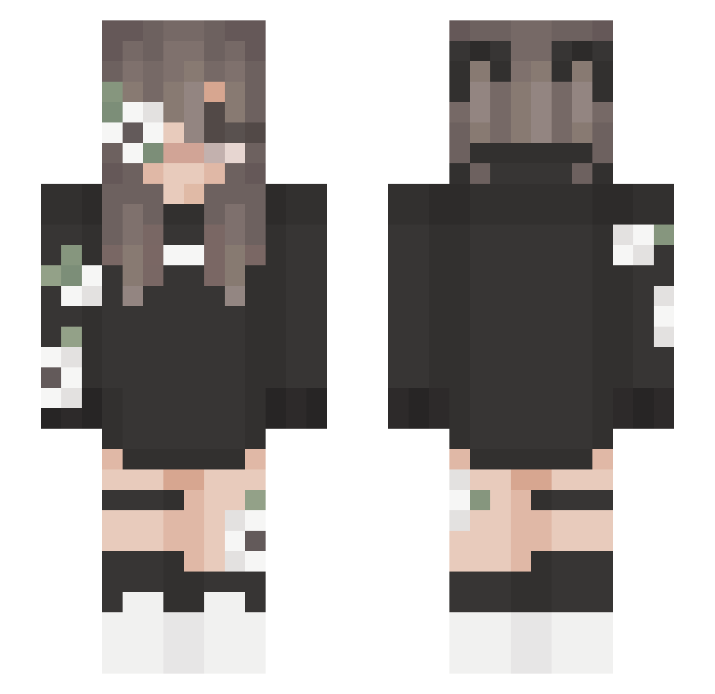 xINeedASnicker Minecraft skin, front and back view