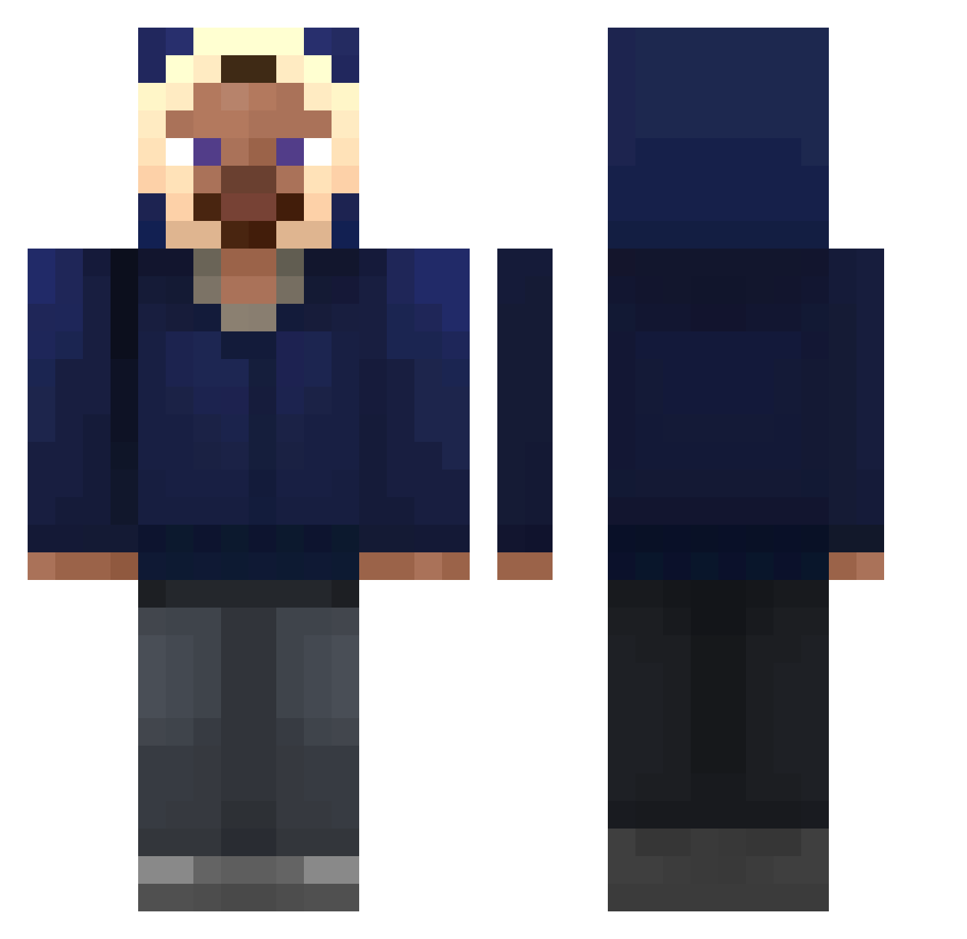 Silm0 Minecraft skin, front and back view