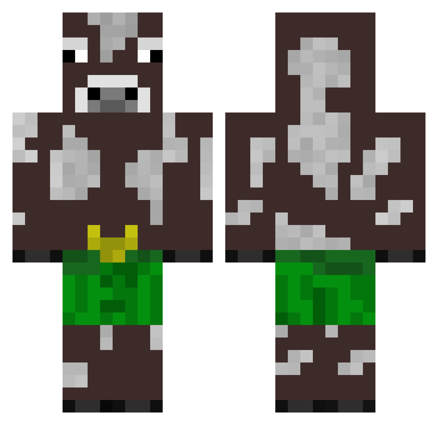 Simmering_Bull Minecraft skin, front and back view