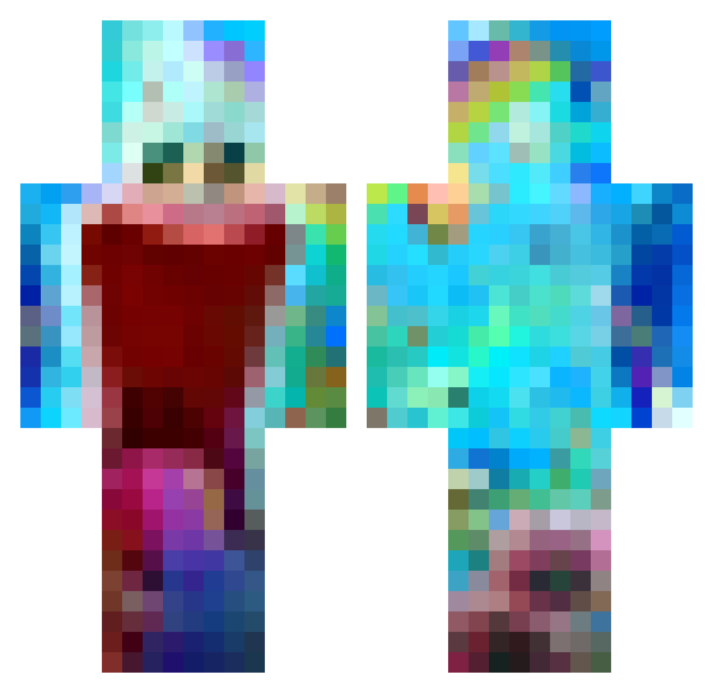 SKYZRZ Minecraft skin, front and back view
