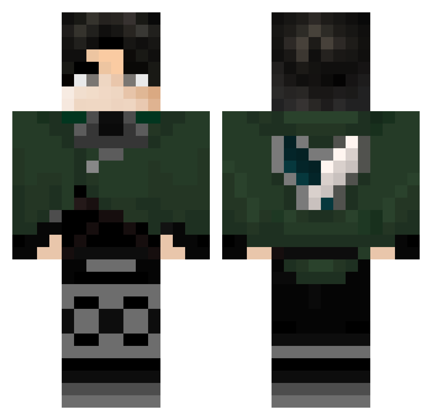 Oscur Minecraft skin, front and back view