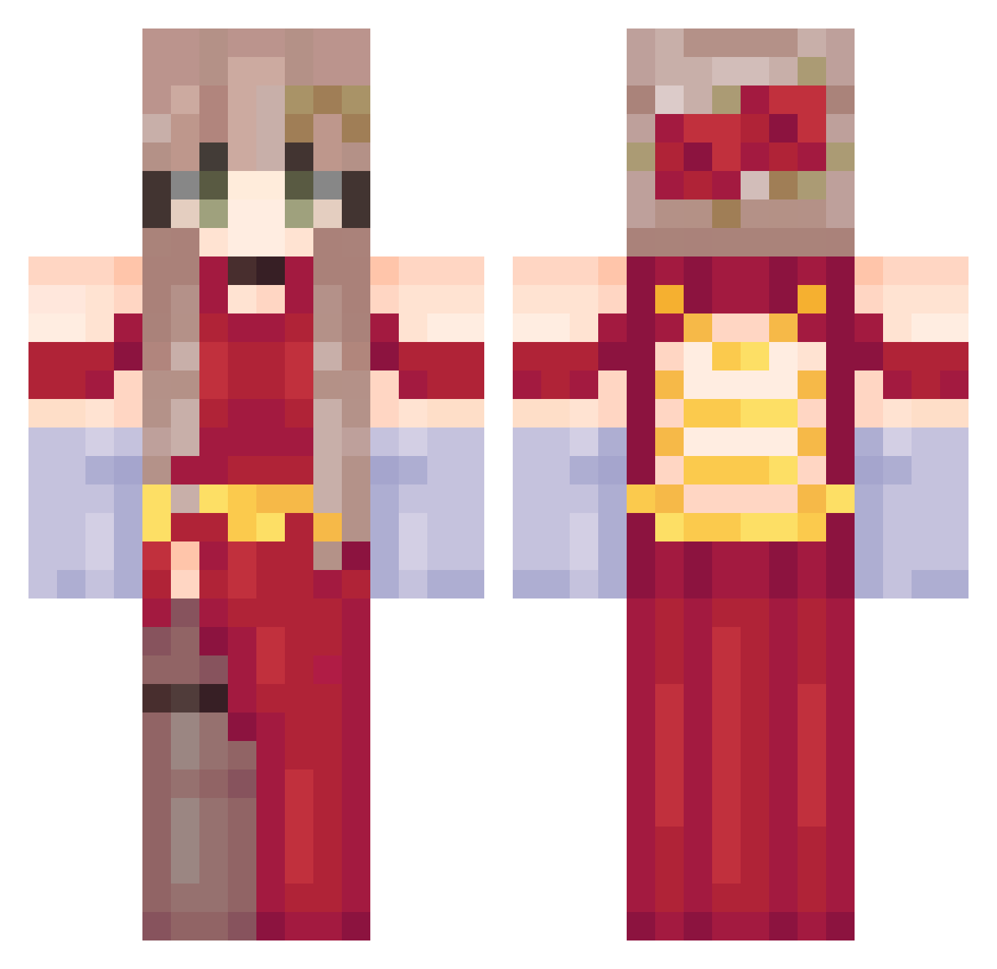 WanjiWan Minecraft skin, front and back view