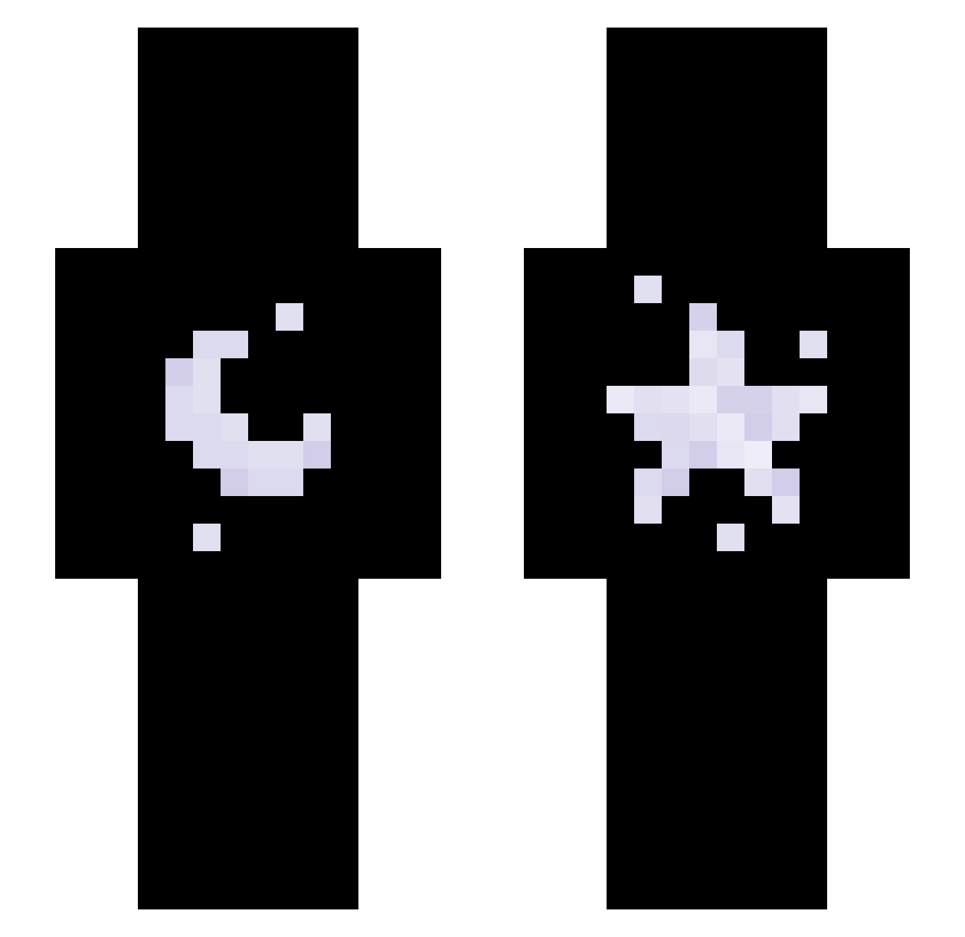 syntheti1c Minecraft skin, front and back view