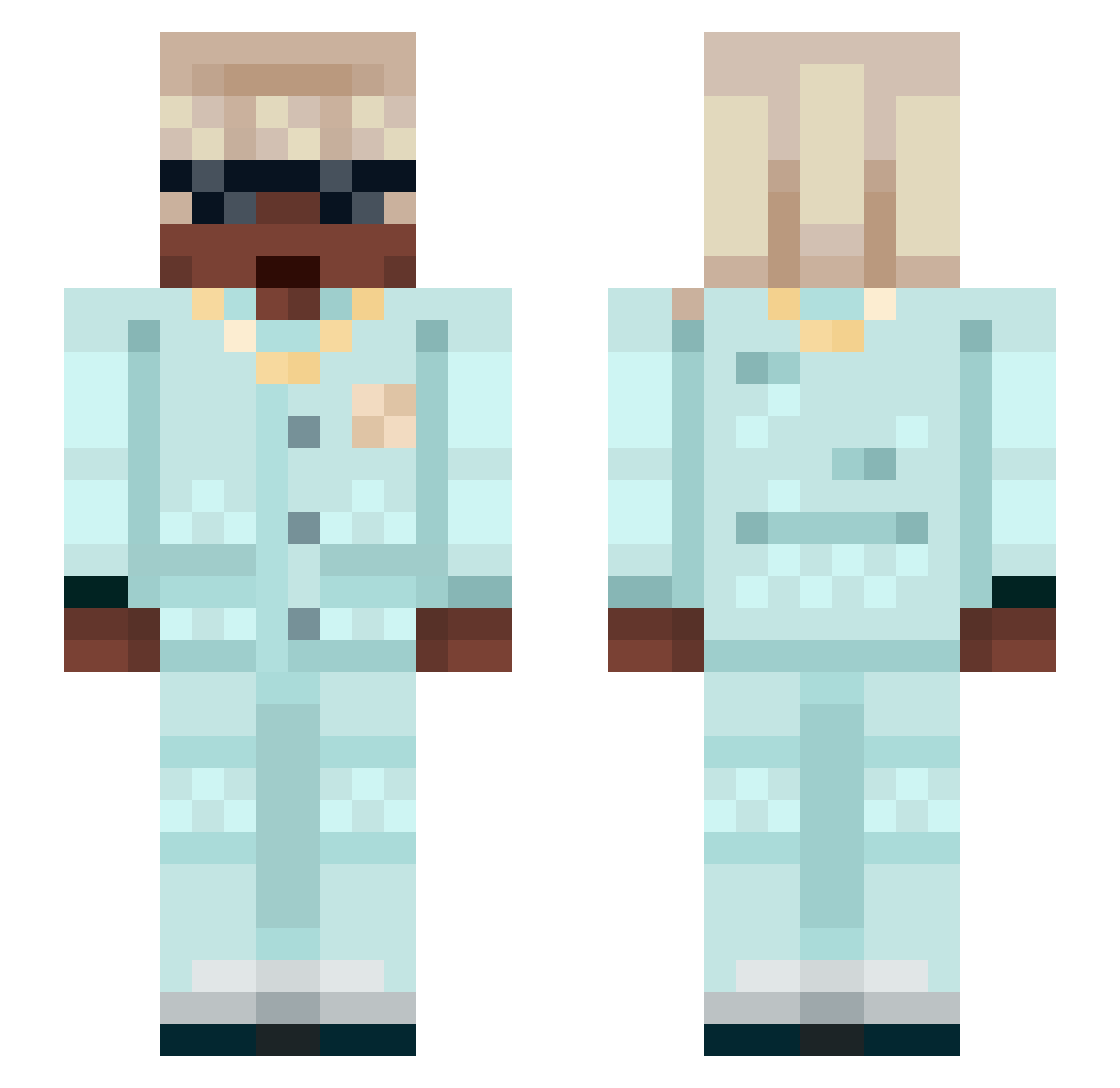PuffsInk Minecraft skin, front and back view