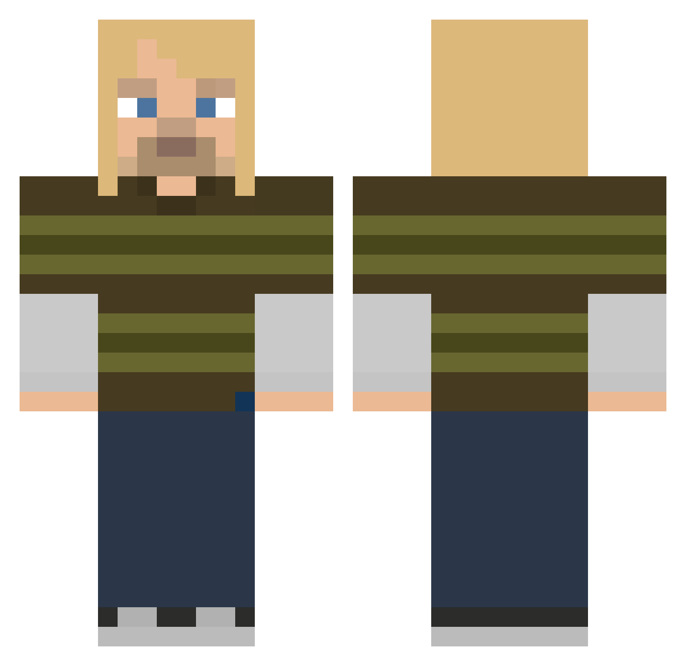 BucketHeadBando Minecraft skin, front and back view