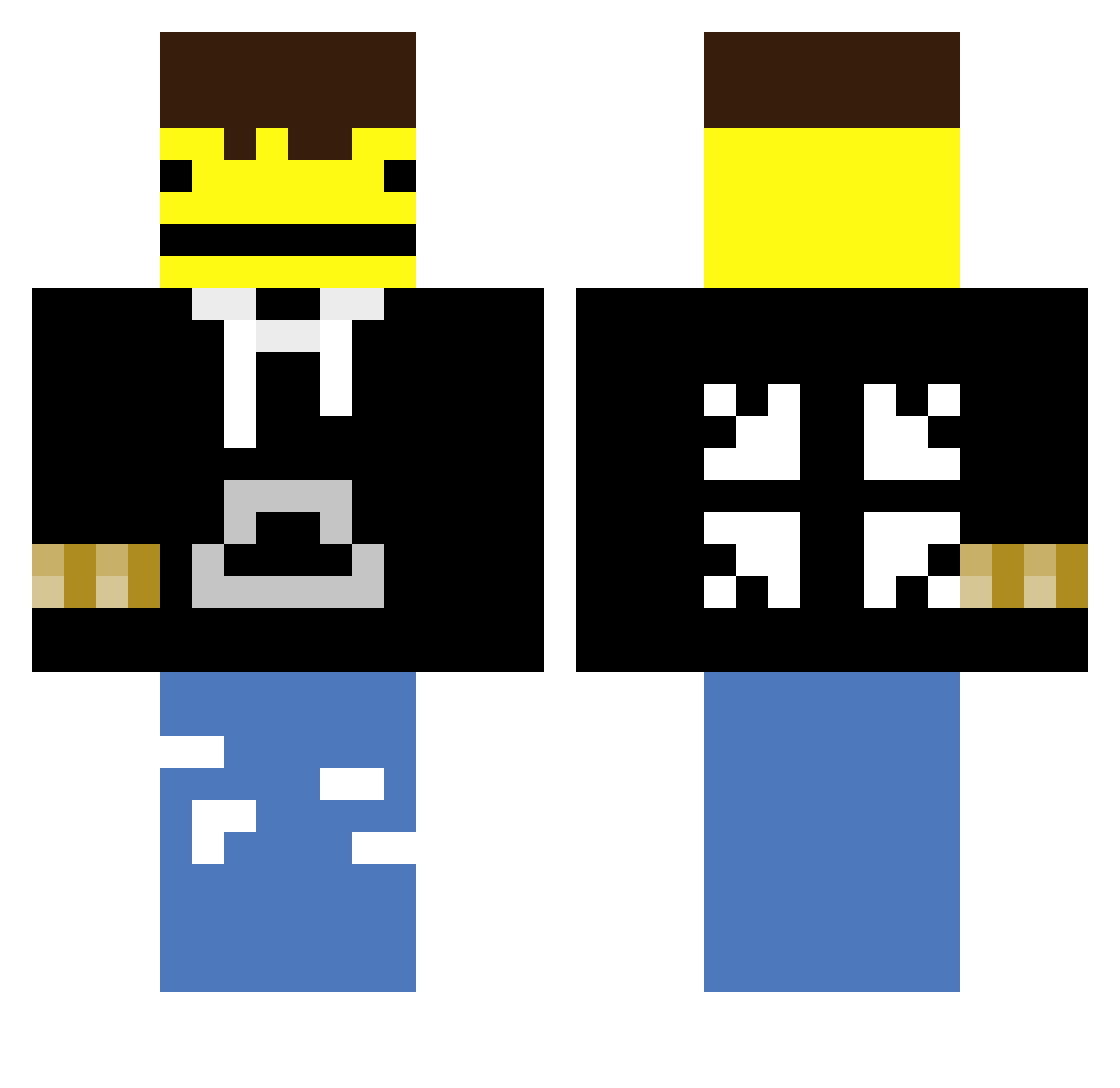 Urinates Minecraft skin, front and back view