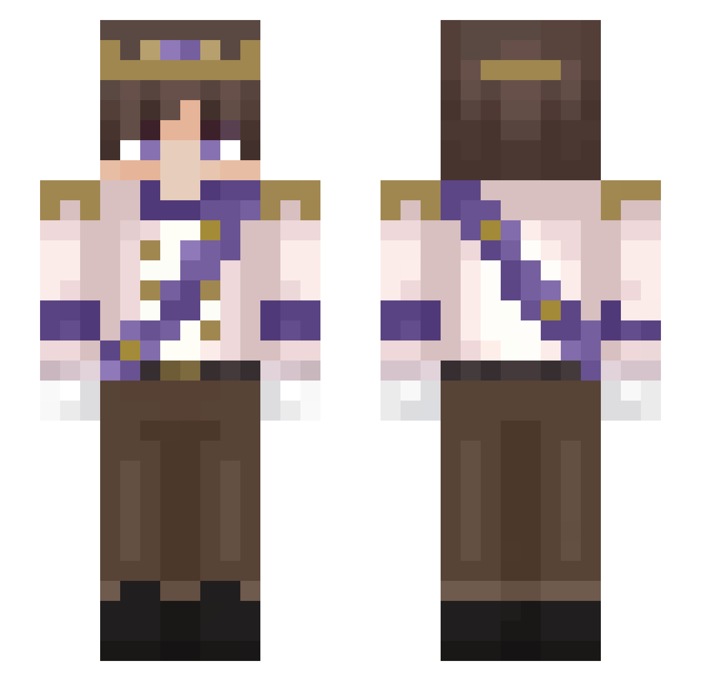 Mythicallos Minecraft skin, front and back view
