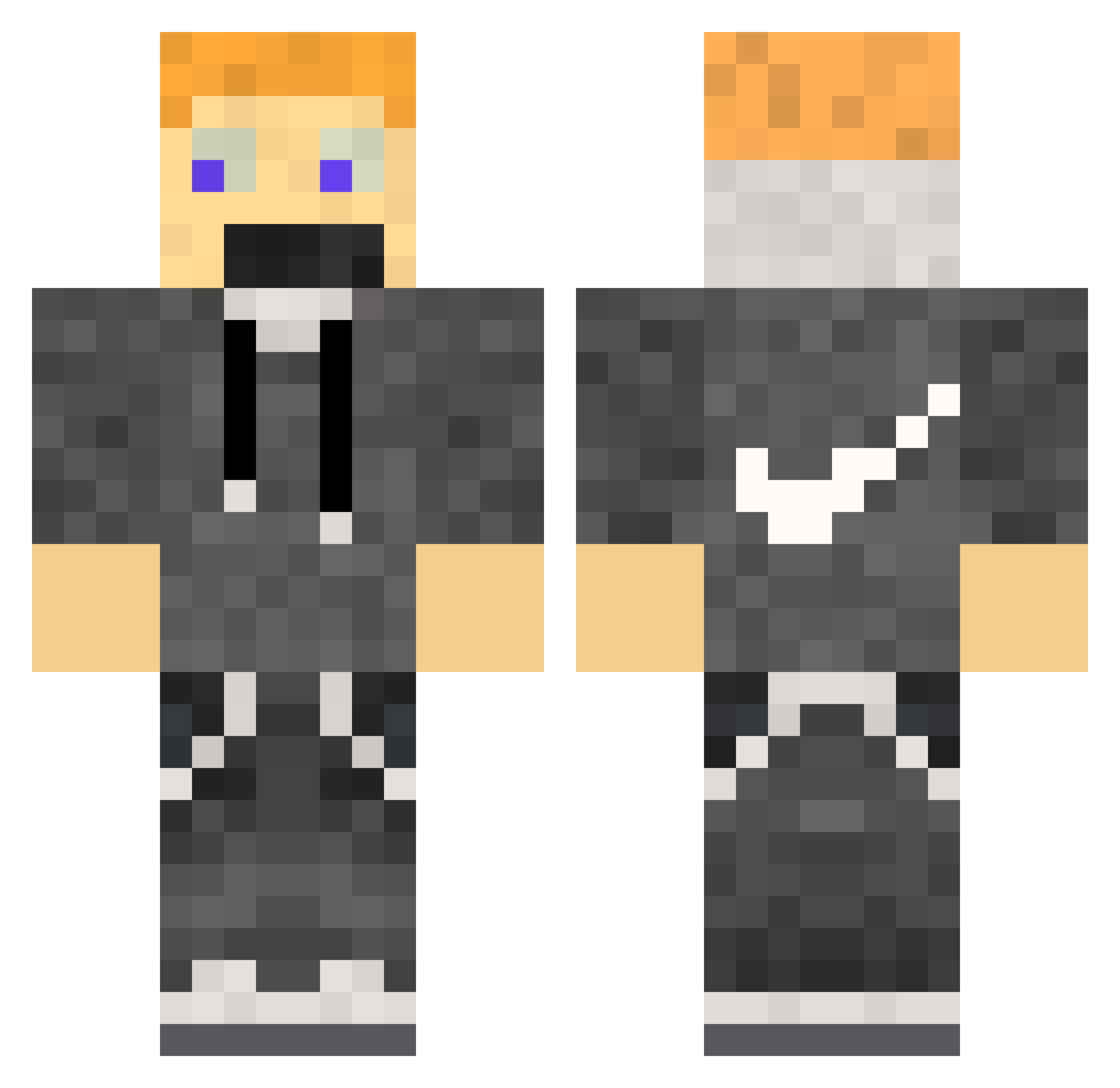 Yesty Minecraft skin, front and back view