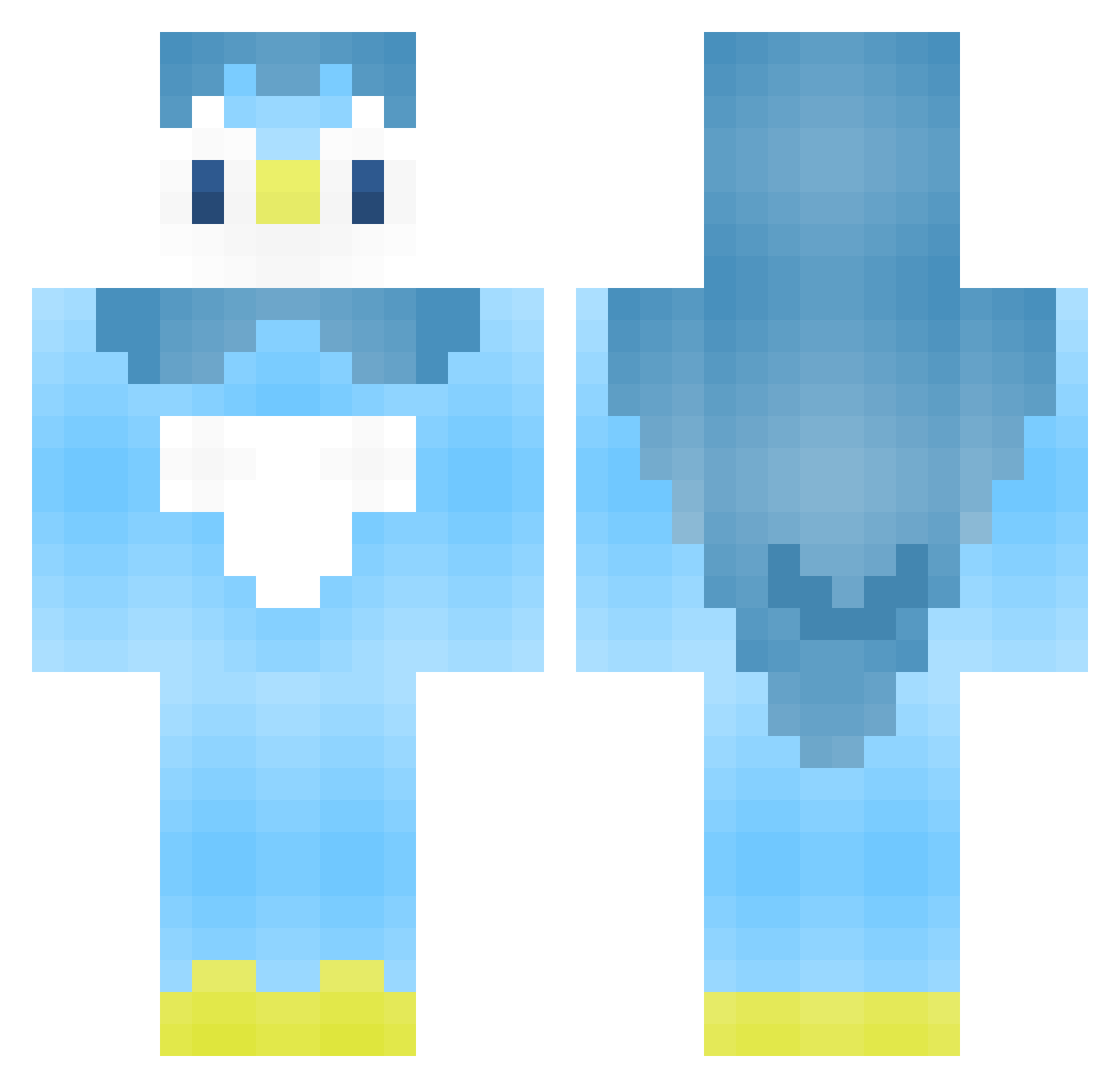 Milqnie Minecraft skin, front and back view