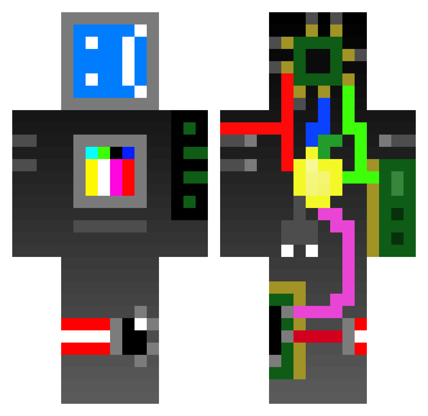 nachdenkend Minecraft skin, front and back view