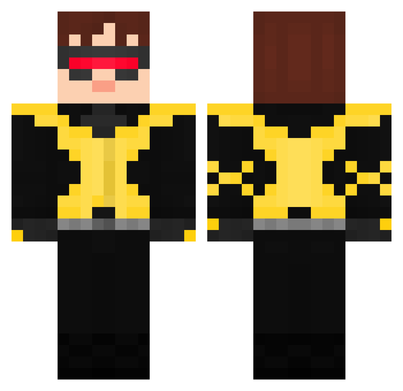 blackparticle Minecraft skin, front and back view