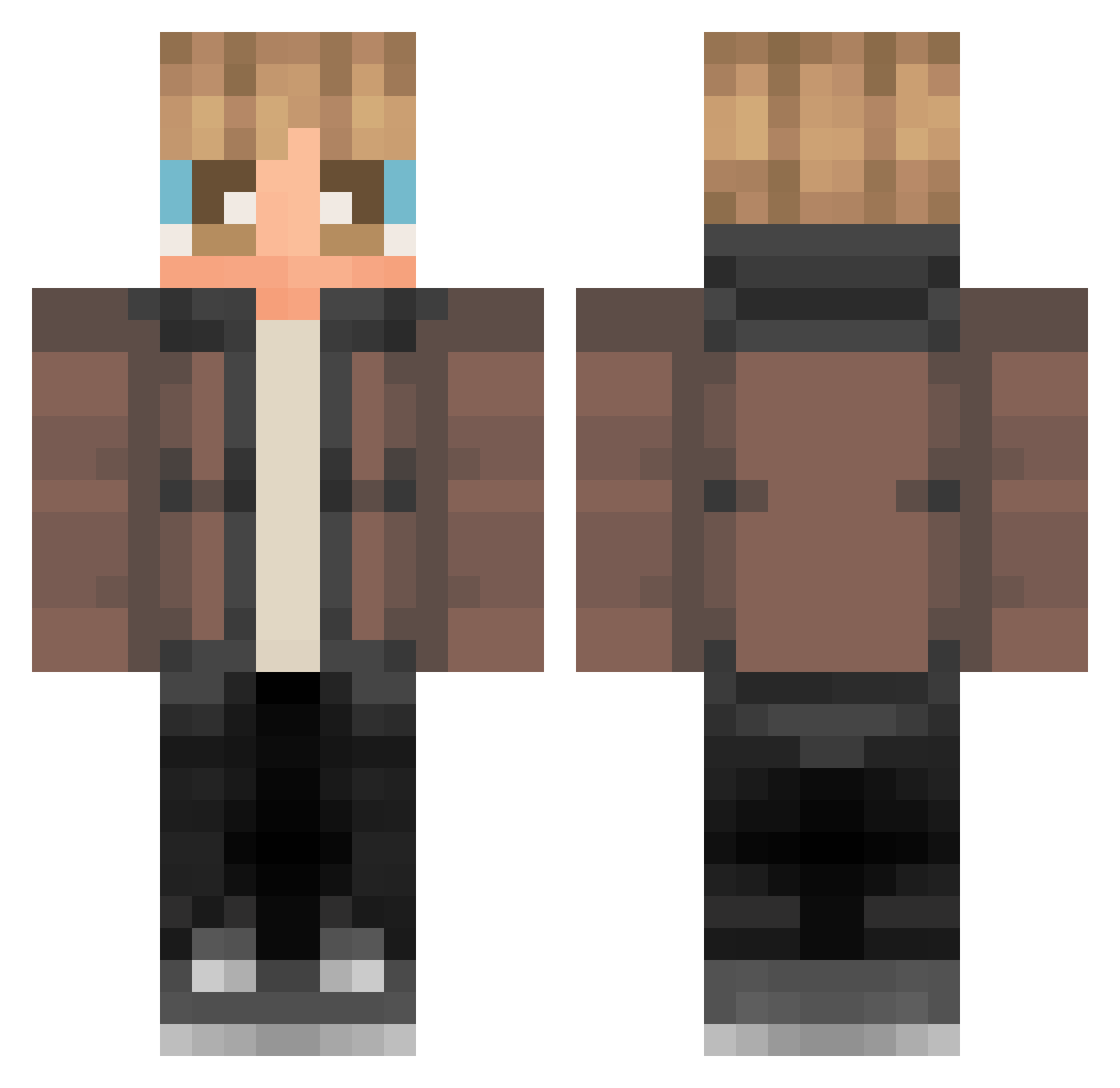 Samuskins Minecraft skin, front and back view